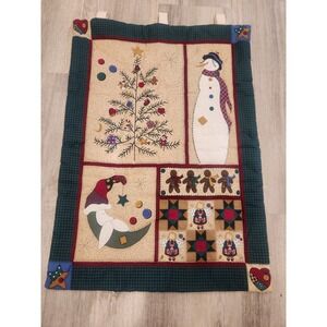 Vintage Quilted Christmas Wall Hanger Cranston Snowman Tree‎ Angel 20x28" No Rod